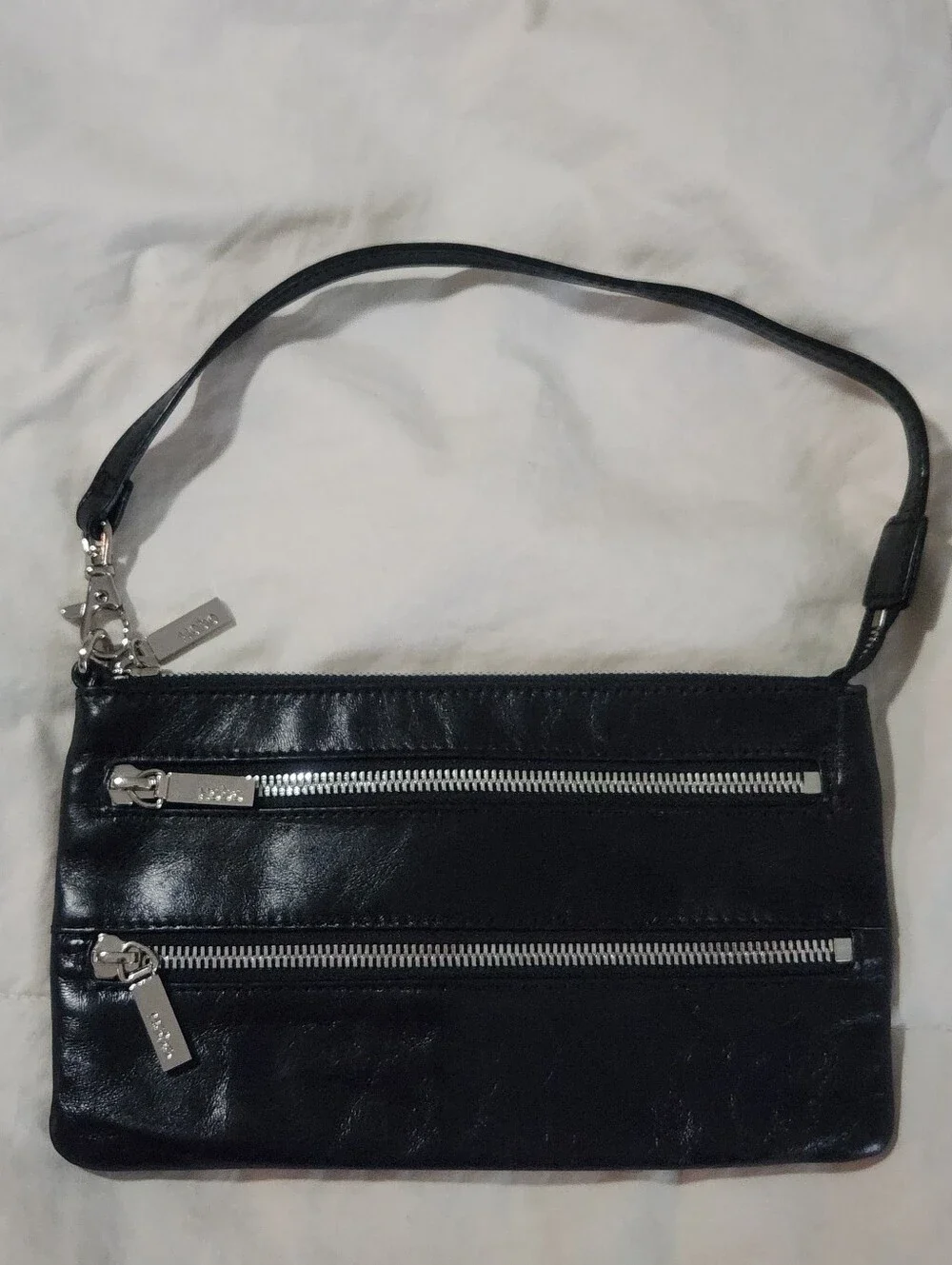 Hobo Handbag Wristlet Purse Black leather